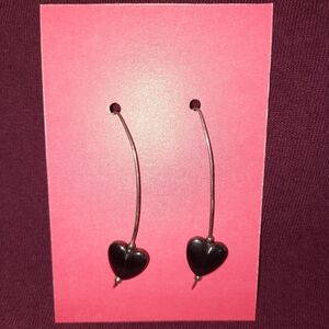 Source Unknown Silver Gray Heart Earrings